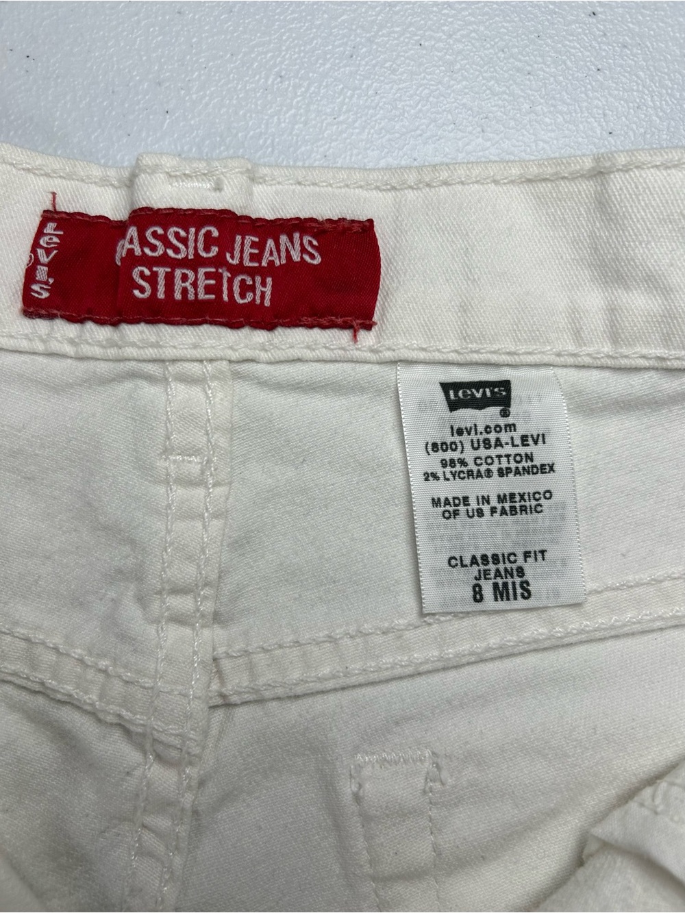 Vtg Y2K Levi’s White High Waisted Denim Shorts Stretch Jorts 8 - Picture 8 of 11